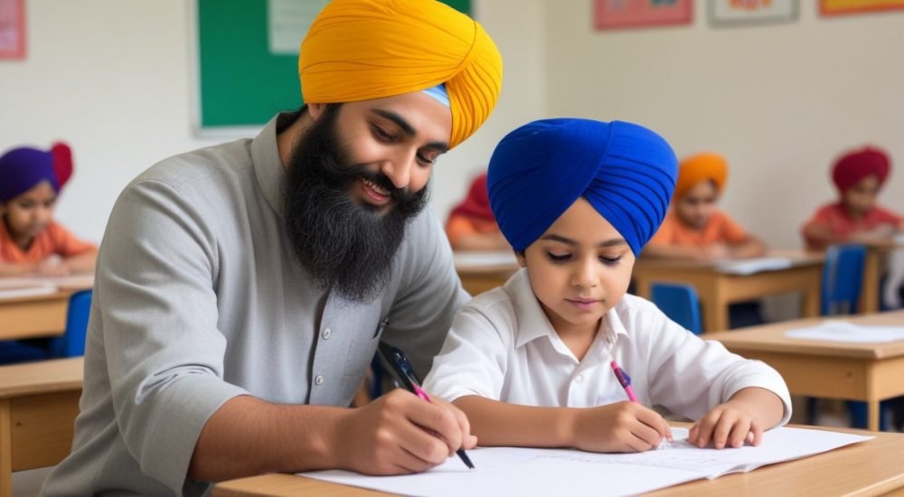 pikaso_texttoimage_sikh-child-doing-some-creative-work-with-a-teacher